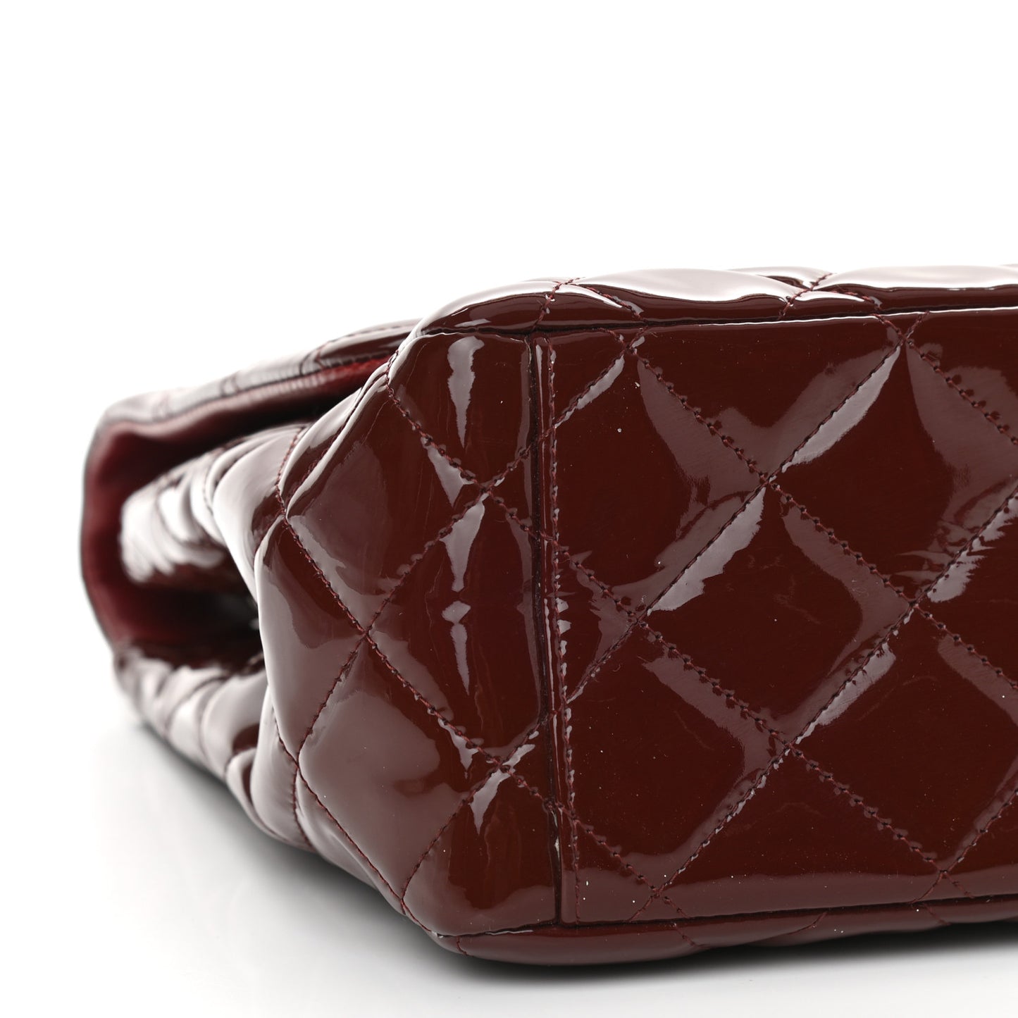 Patent Quilted Maxi Single Flap Dark Red