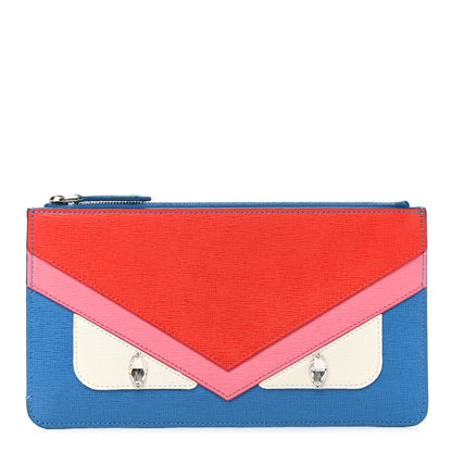 Fendi Vitello Elite Crystal Eye Monster Zip Pouch Royal Blue Papavero Multicolor 1 of 10
