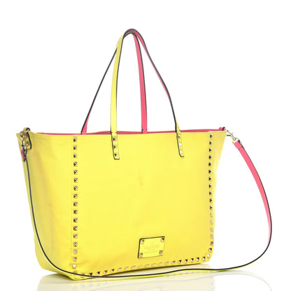 Valentino Garavani Canvas Large Rockstud Reversible Tote Pink Yellow 8 of 19