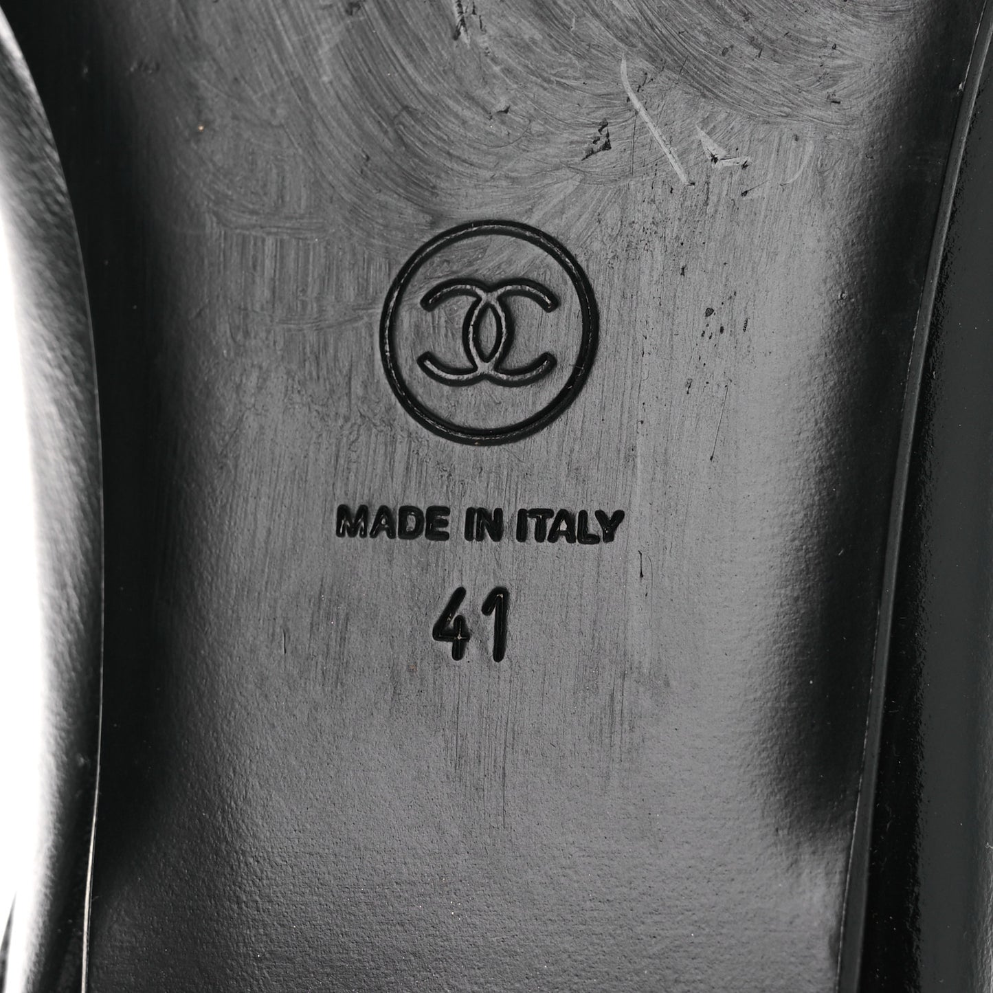 Shiny Calfskin Crystal CC Mules 41 Black