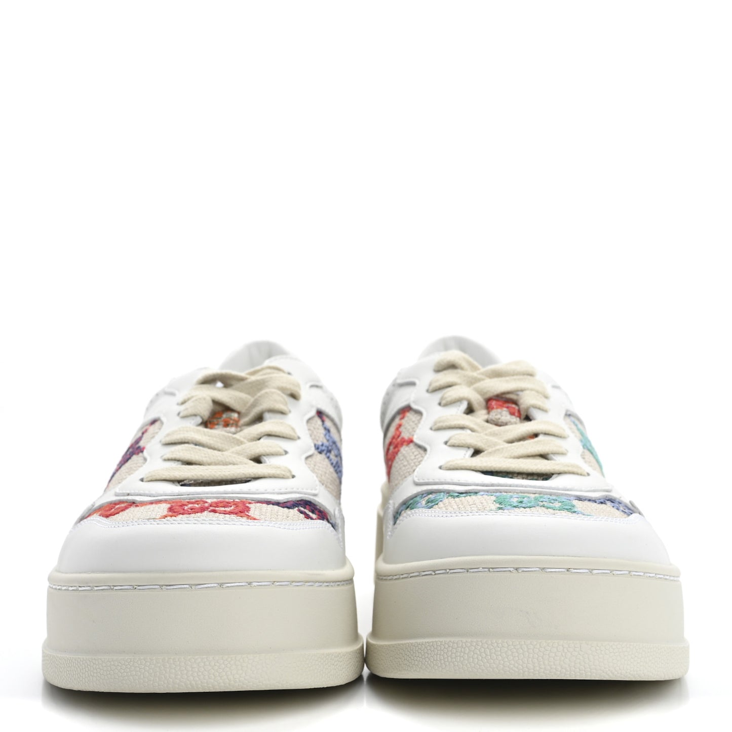 Dali Soft Calfskin GG Tennis Perforated Womens Platform 55mm Sneakers 40.5 White Multicolor