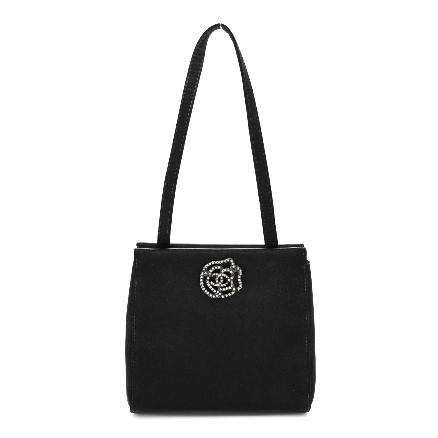 Chanel Satin Crystal Evening Bag Black Black 1 of 11