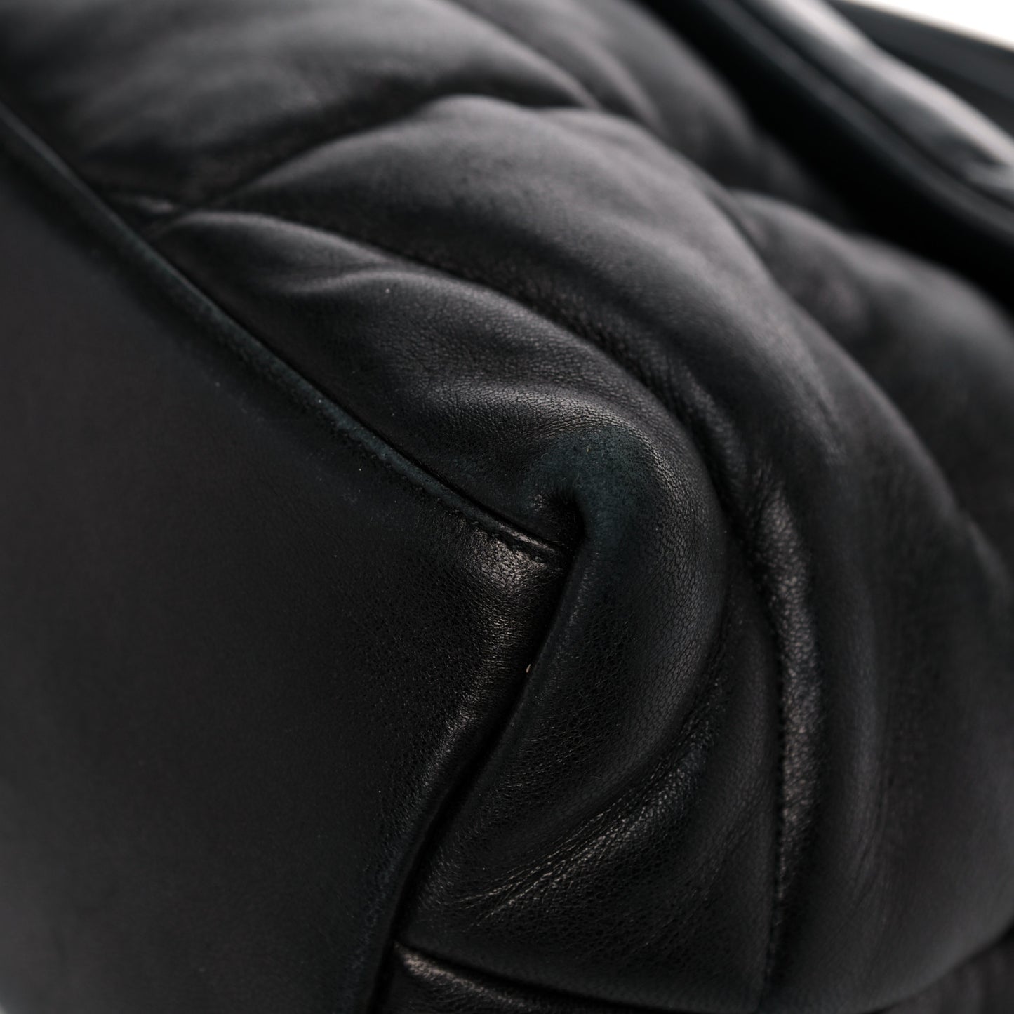 Lambskin Quilted Medium Loulou Puffer Monogram Chain Satchel Black