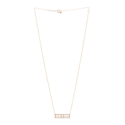 Tiffany 18K Rose Gold Diamond T Open Horizontal Bar Pendant Necklace 3 of 4