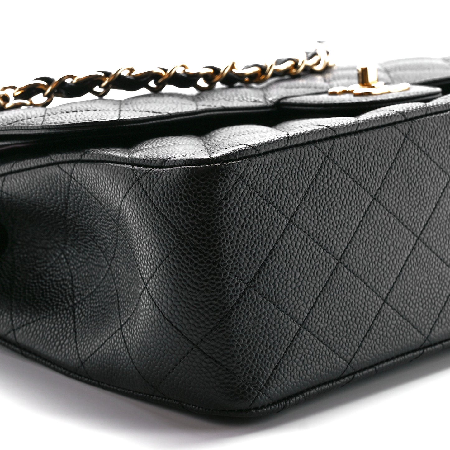 Caviar Quilted Jumbo Double Flap Black