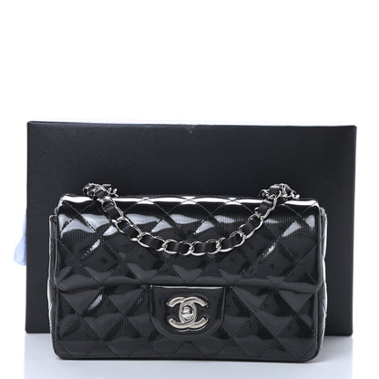 Chanel Striated Patent Calfskin Quilted Mini Rectangular Flap Black 13 of 13