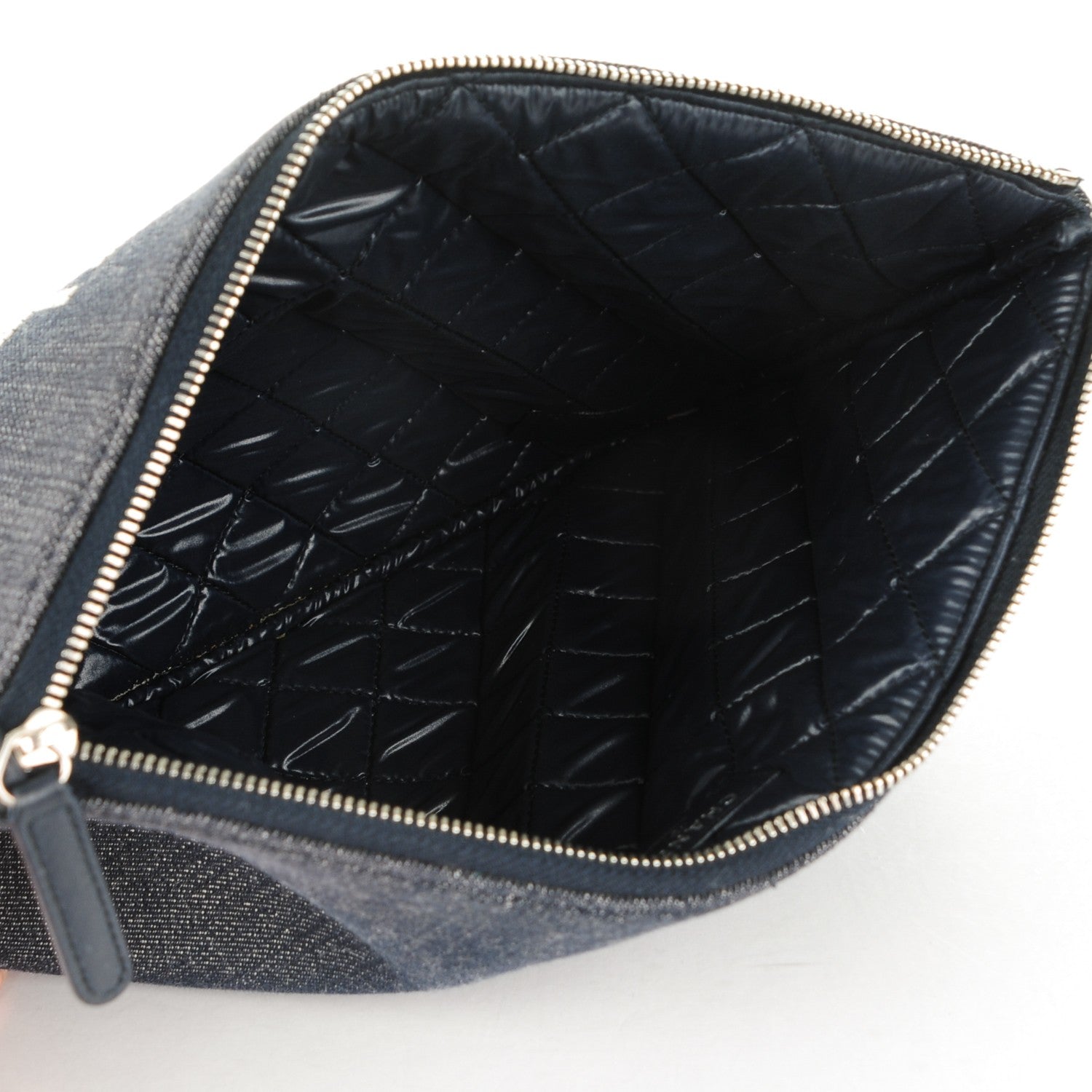 Chanel Denim Large Deauville Pouch Dark Blue 5 of 7