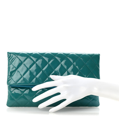 Chanel Patent Calfskin Quilted Beauty CC Clutch Blue 2 of 12