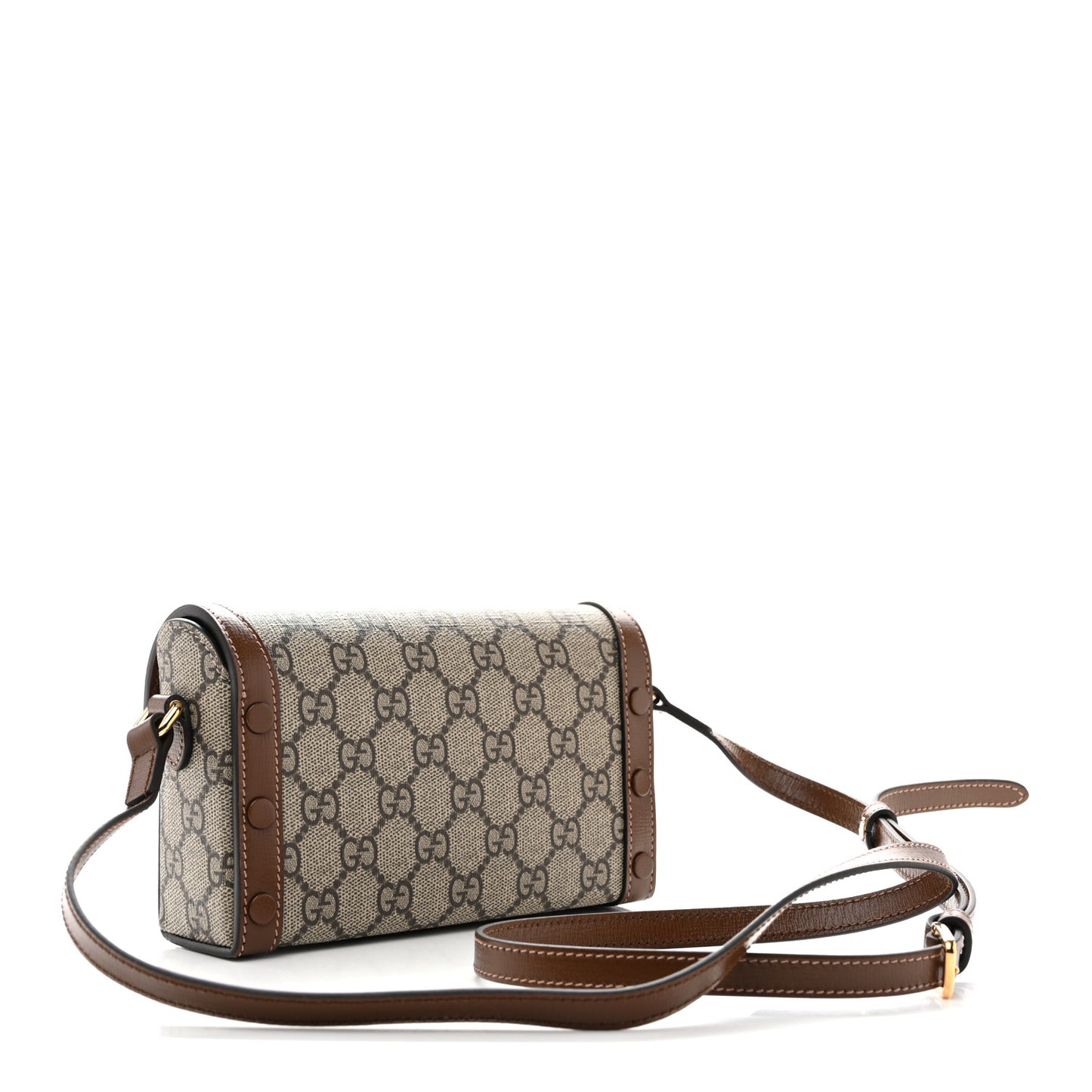 GG Supreme Monogram Mini Horsebit 1955 Shoulder Bag Beige Brown Sugar
