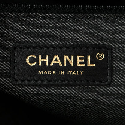 Chanel Straw Raffia Calfskin Chain Medium Deauville Tote Black 6 of 12