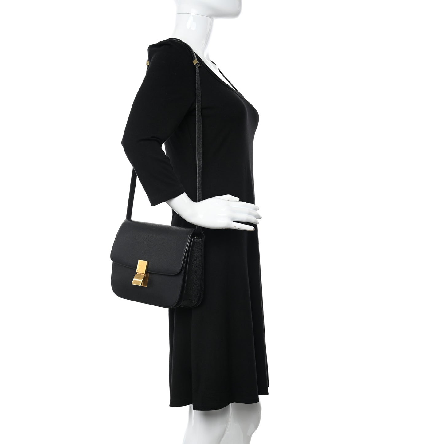 Liege Calfskin Medium Classic Box Flap Bag Black