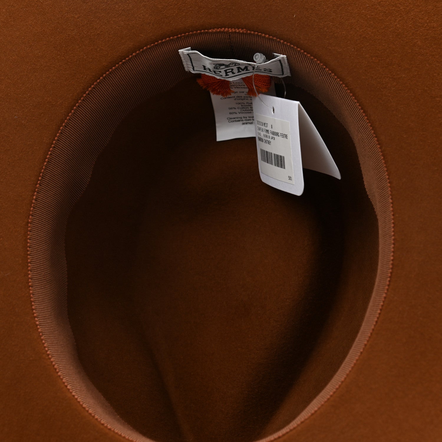 Hermes Rabbit Felt Laquered Gold Faubourg Pop H Hat 57 Marron Chutney 7 of 8