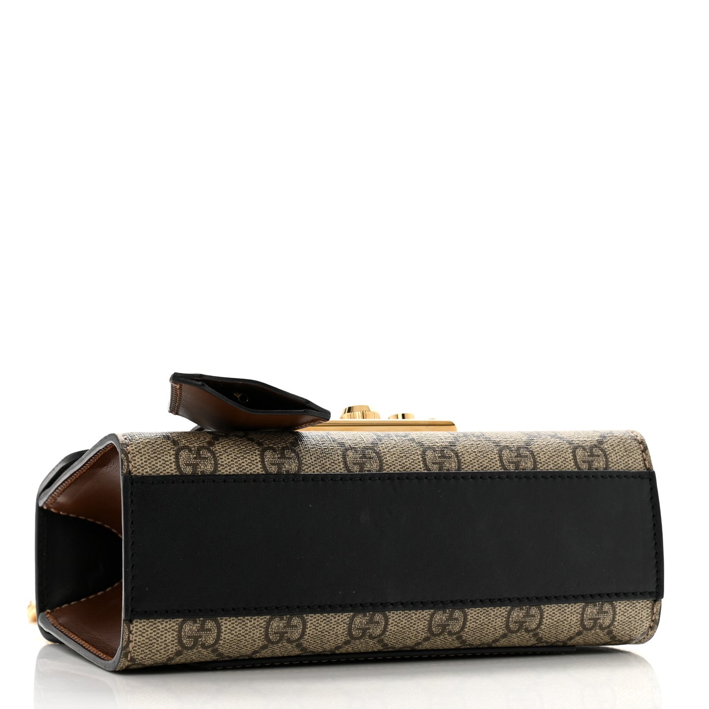 GG Supreme Monogram Calfskin Small Padlock Shoulder Bag Beige Black Cuir