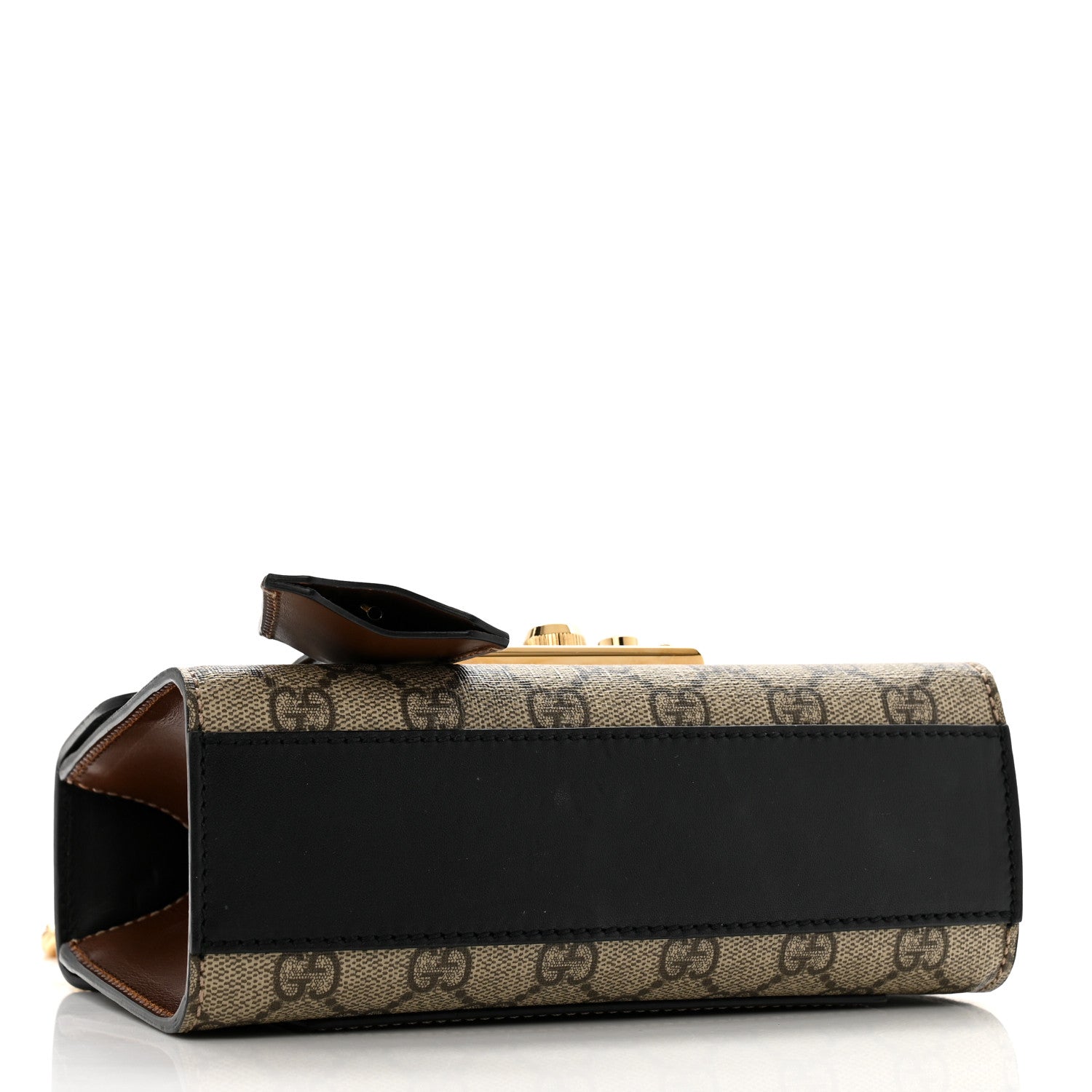 Gucci GG Supreme Monogram Calfskin Small Padlock Shoulder Bag Beige Black Cuir 4 of 14