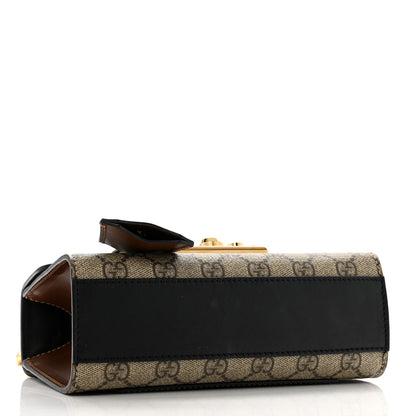 Gucci GG Supreme Monogram Calfskin Small Padlock Shoulder Bag Beige Black Cuir 4 of 14