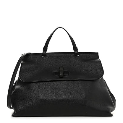 Gucci Pebbled Calfskin Large Bamboo Daily Top Handle Bag Black 1 of 9