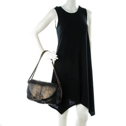 Chanel Metallic Python Hobo Black Gold 2 of 7