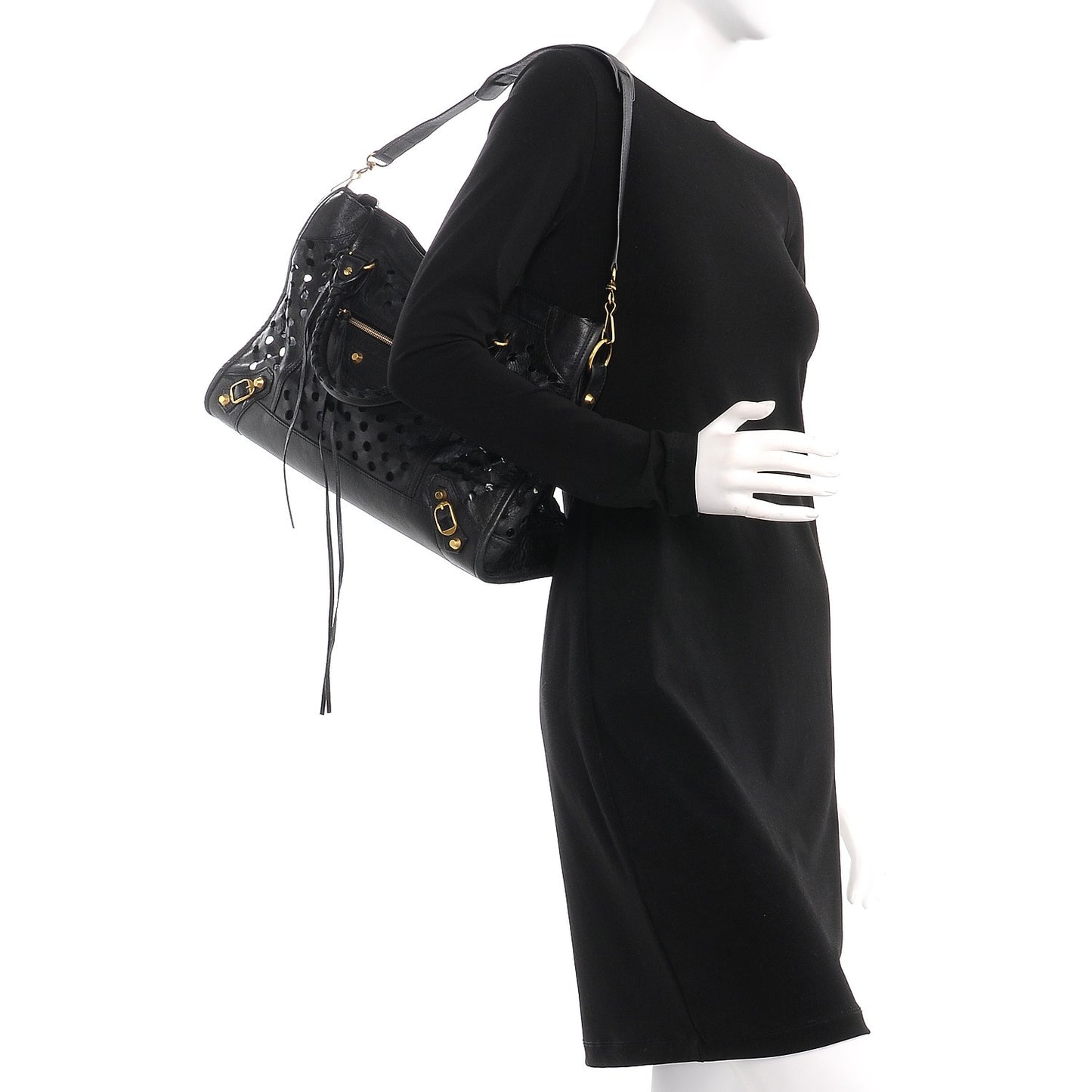 Agneau Classic Hardware Perforated Dot City Black