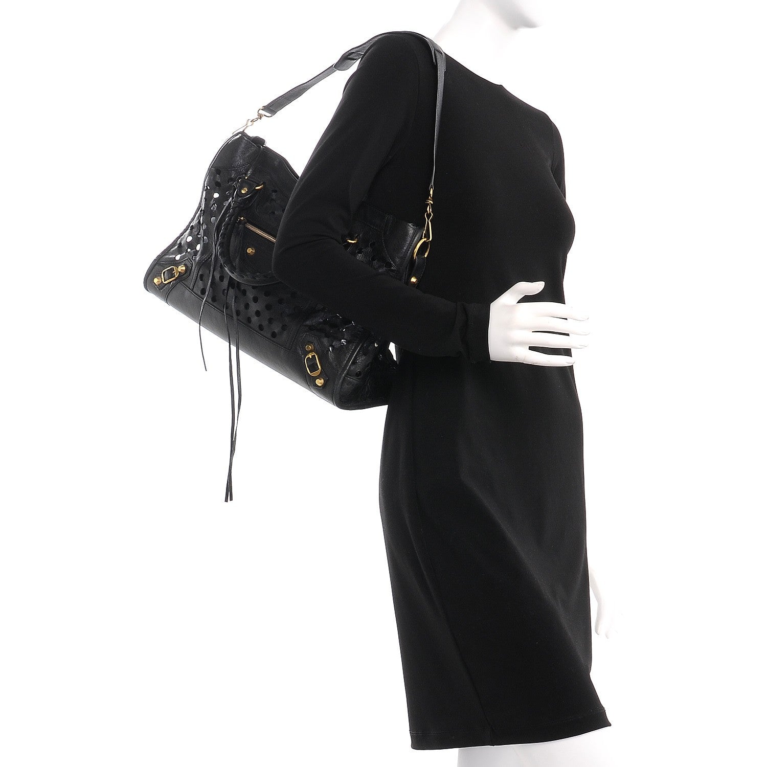 Balenciaga Agneau Classic Hardware Perforated Dot City Black 2 of 11