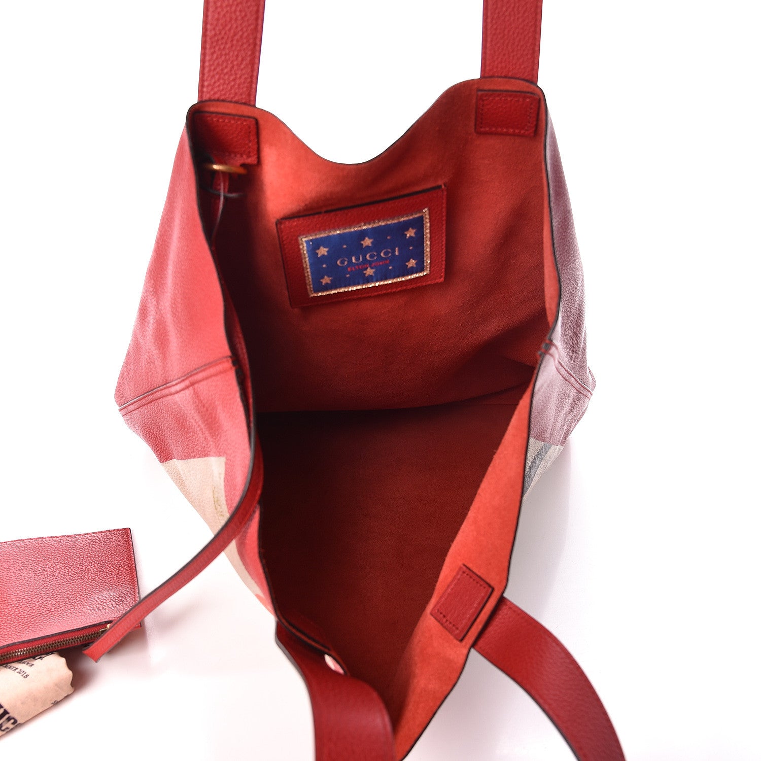 Gucci Calfskin Elton John Levon-Goodbye Tote Red 6 of 10
