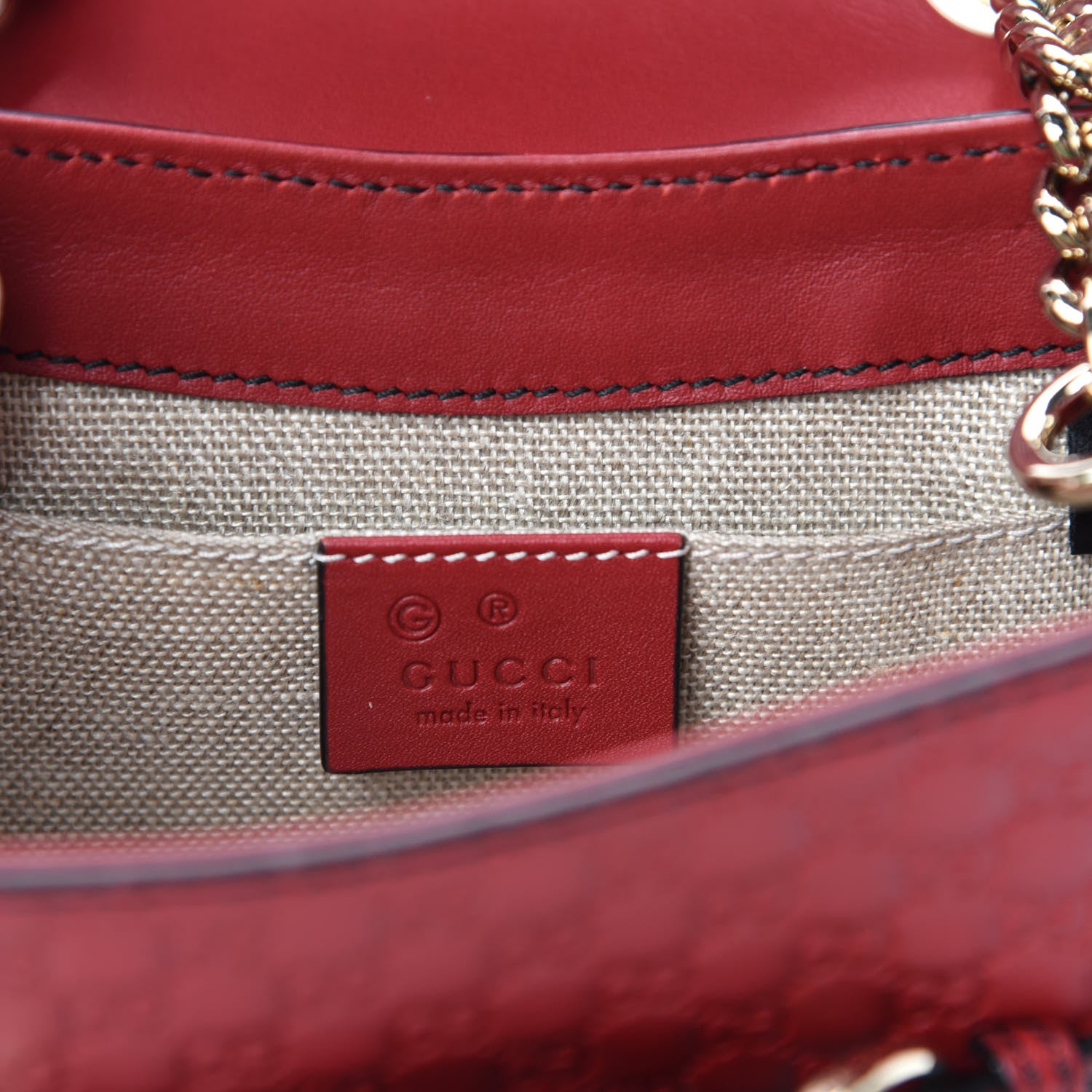 Gucci Soft Microguccissima Mini Emily Chain Shoulder Bag Rosso 12 of 14