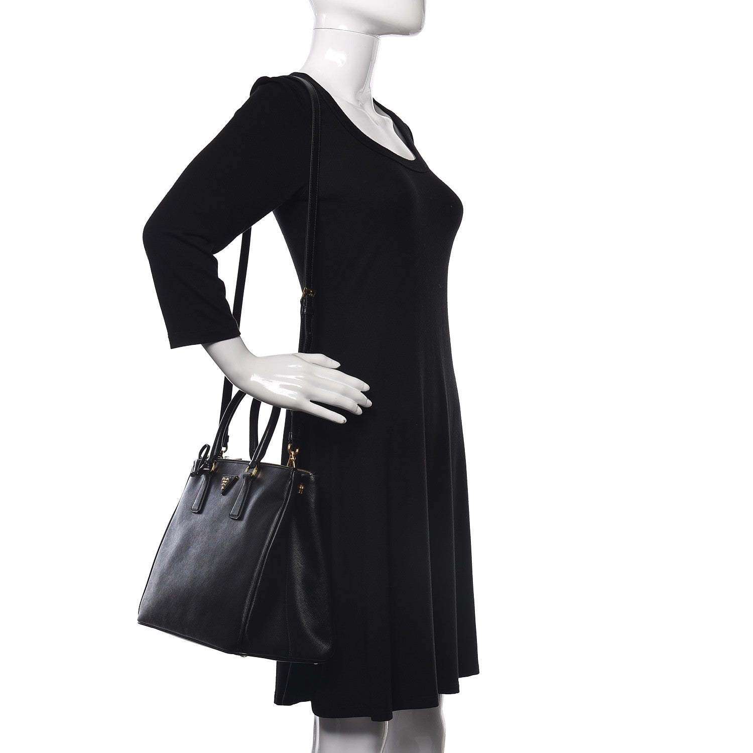 Prada Saffiano Medium Galleria Double Zip Tote Black 2 of 9