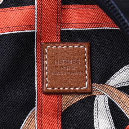 Hermes Silk Barenia Cavalcadour Airsilk Backpack Black Bleu Marine Fauve 5 of 15