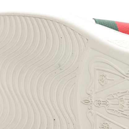 Gucci Calfskin Ayers Web Bee Star Embroidered Mens Ace Sneakers 10 White Green 12 of 14