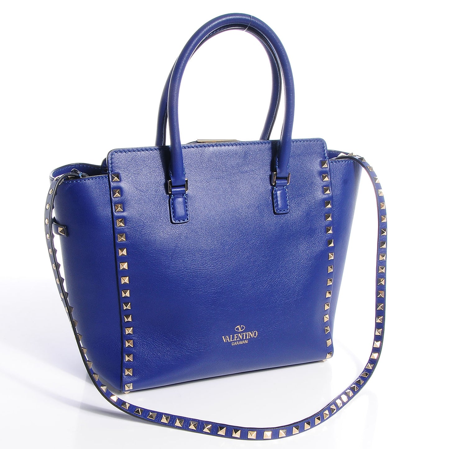 Vitello Rockstud Double Handle Tote Blue China