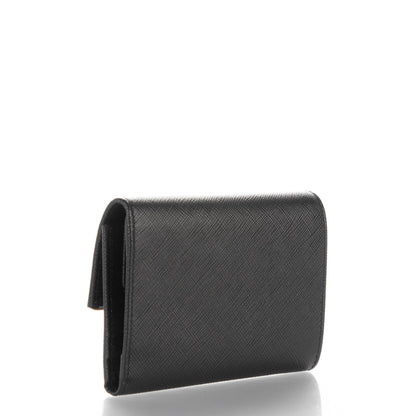 Prada Saffiano Compact Metal Bar Flap Wallet Nero Black 3 of 7
