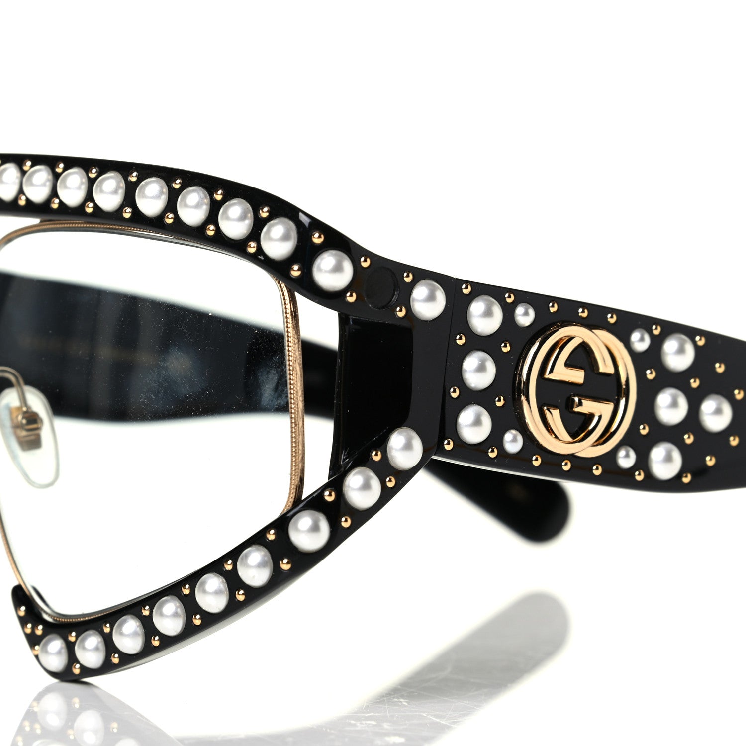 Gucci Acetate Pearl Rectangular Frame Sunglasses GG0234S Black 5 of 5