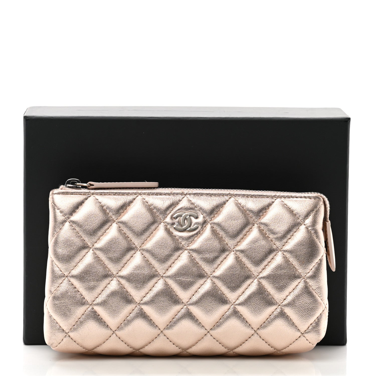Chanel Metallic Lambskin Quilted Cosmetic Pouch Light Gold 12 of 12