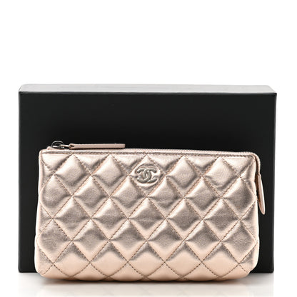Chanel Metallic Lambskin Quilted Cosmetic Pouch Light Gold 12 of 12
