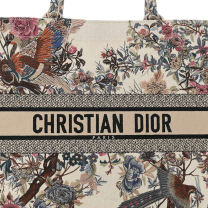Christian Dior Canvas Embroidered Large Jardin D'Hiver Book Tote Latte Multicolor 8 of 11