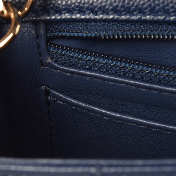 Caviar Quilted Mini Rectangular Flap Navy