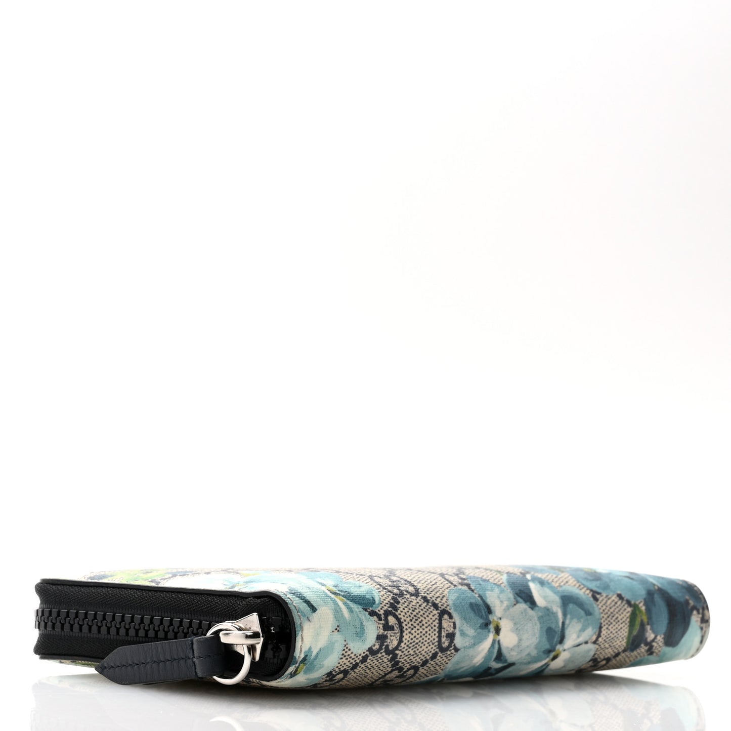 GG Supreme Monogram Blooms Zip Around Wallet Blue