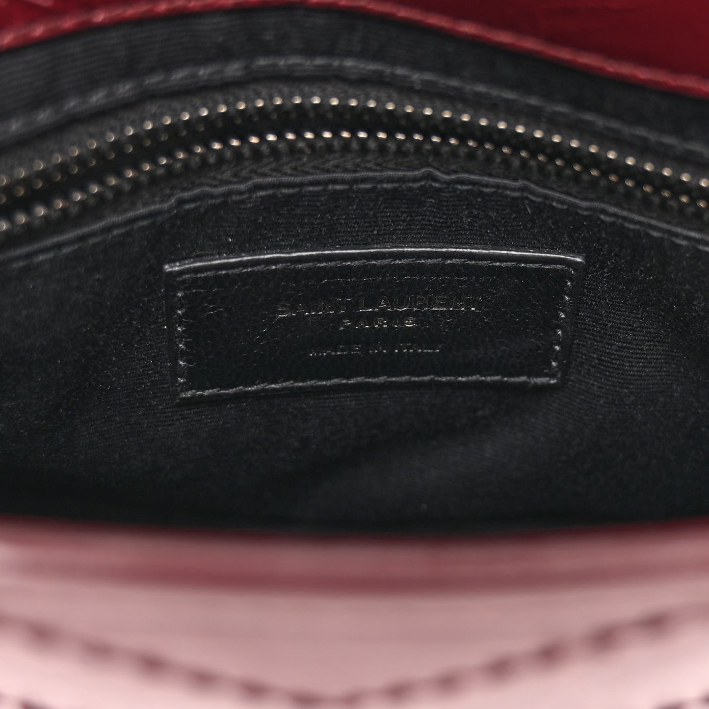SAINT LAURENT Crinkled Calfskin Matelasse Monogram Niki Chain Wallet Dark Legion Red