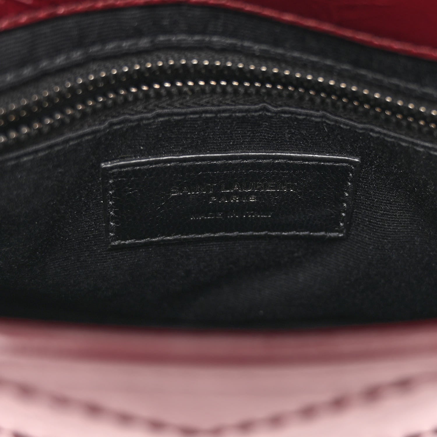 Saint Laurent SAINT LAURENT Crinkled Calfskin Matelasse Monogram Niki Chain Wallet Dark Legion Red 6 of 9