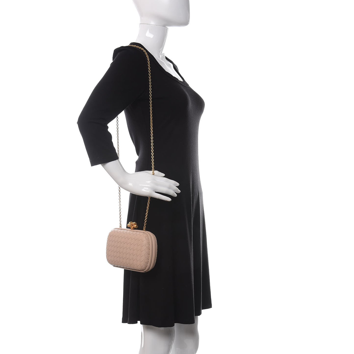 Nappa Intrecciato Chain Knot Clutch Mink