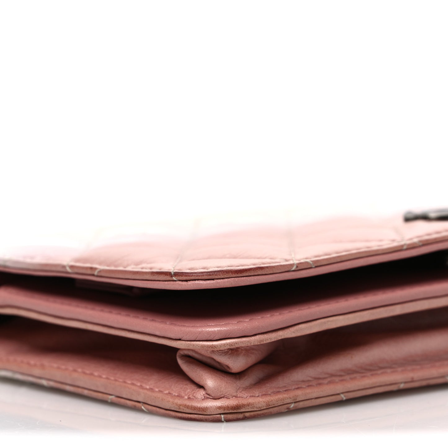 Ombre Patent Calfskin Quilted Wallet on Chain WOC Pink White