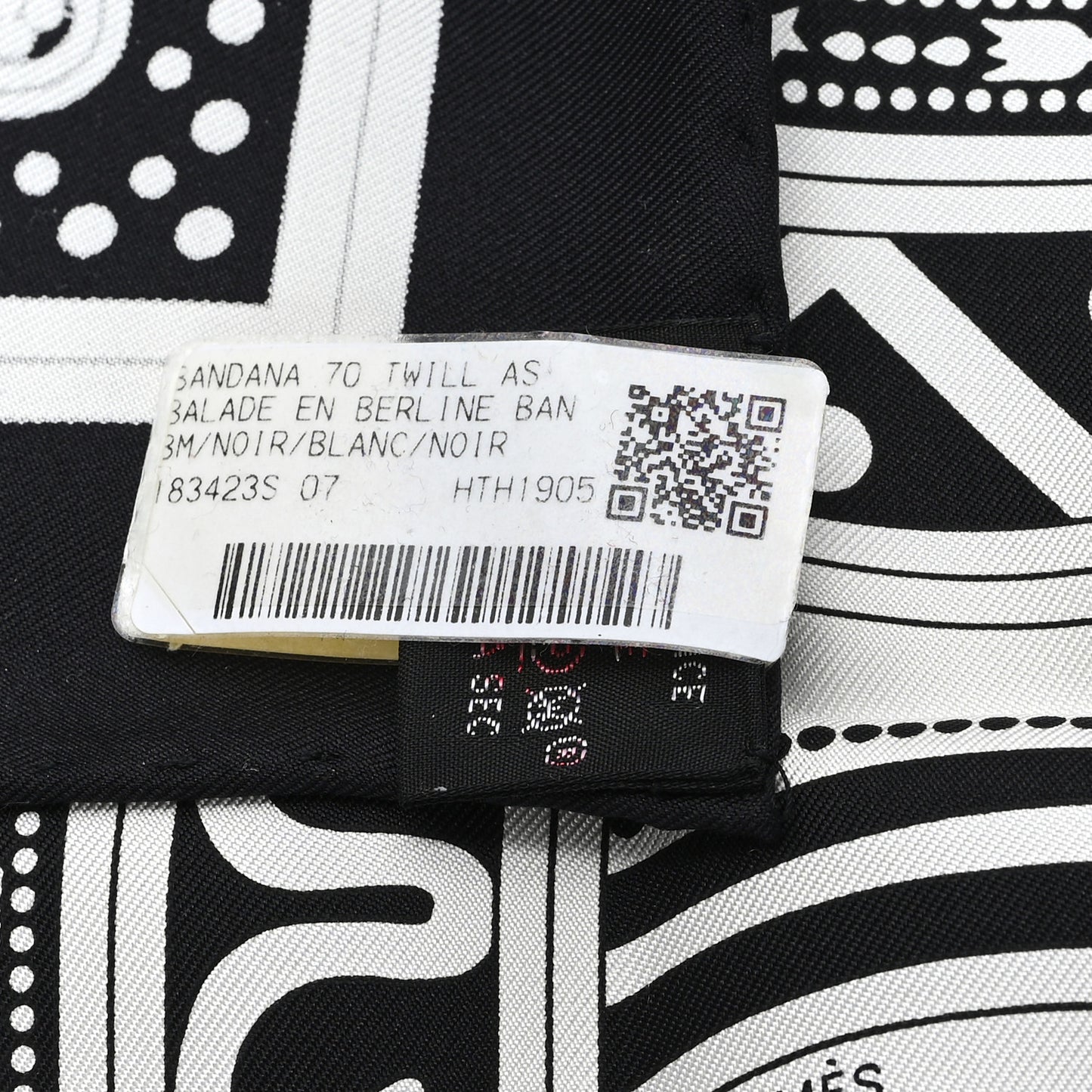 Silk Balade En Berline Bandana Scarf 70 Black White