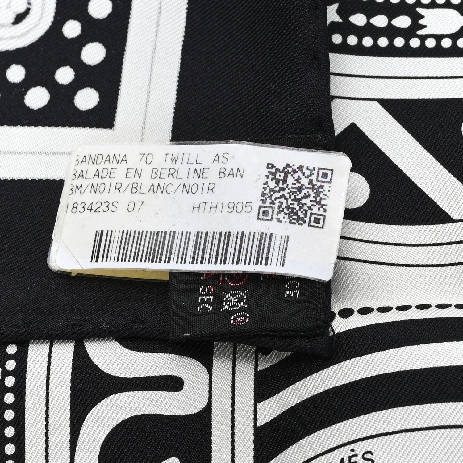 Hermes Silk Balade En Berline Bandana Scarf 70 Black White 3 of 3