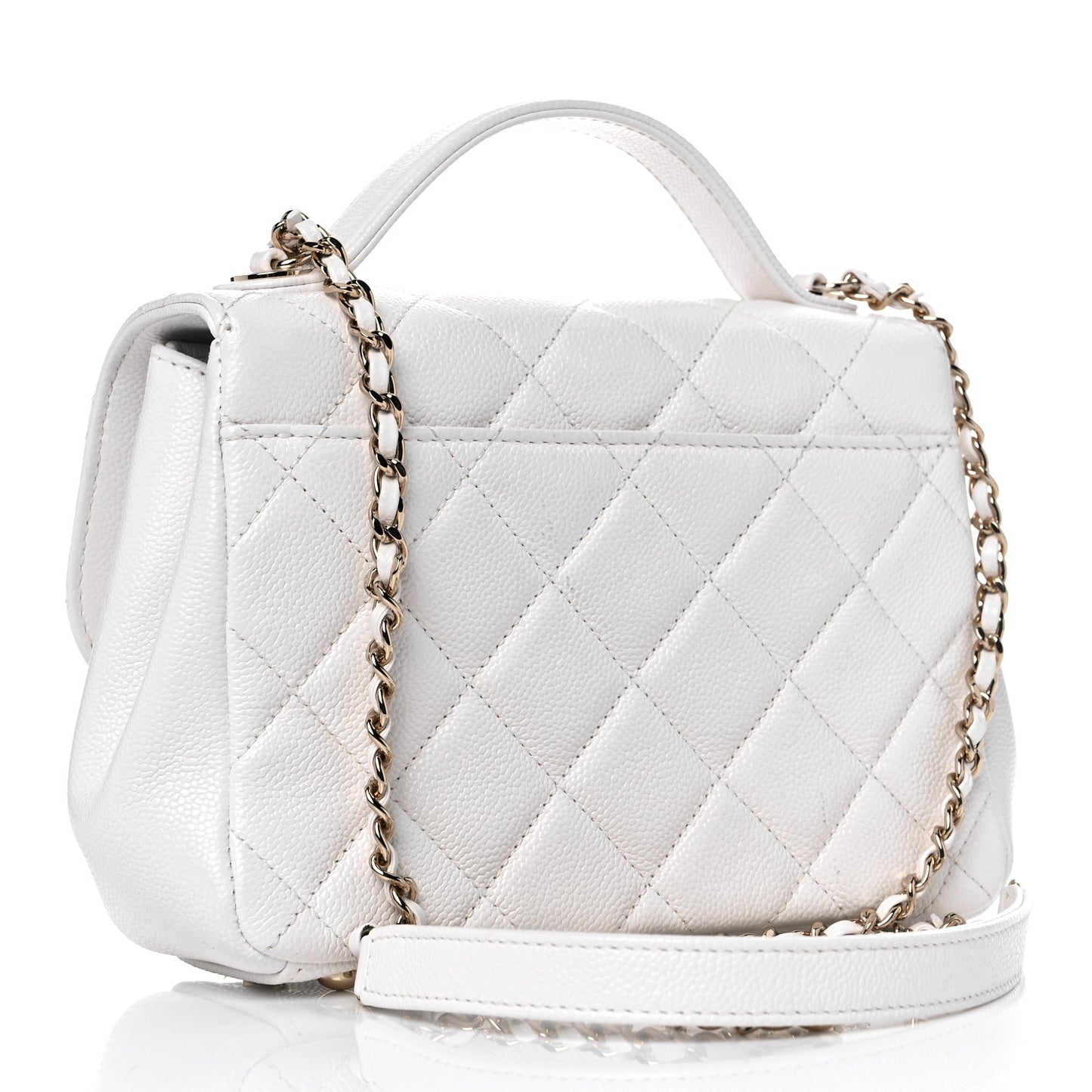 Caviar Quilted Small Business Affinity Flap White