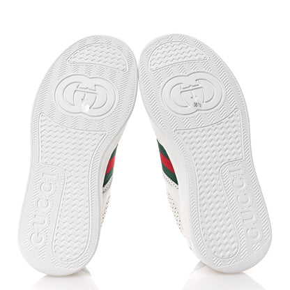 Gucci Calfskin Web Perforated Womens Platform 55mm Sneakers 38.5 White Bright Splash 6 of 9