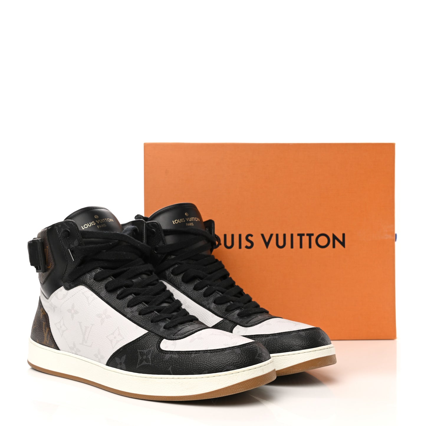 Calfskin Monogram Mens Rivoli High Top Sneakers 11 Black