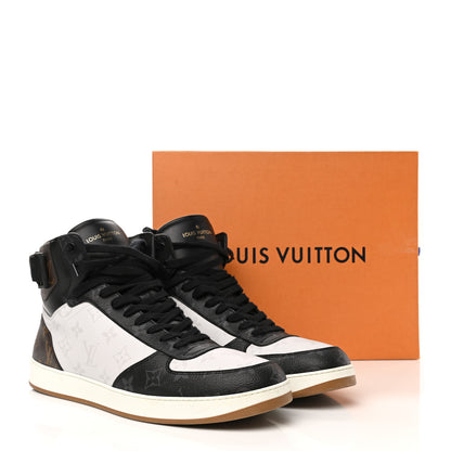 Louis Vuitton Calfskin Monogram Mens Rivoli High Top Sneakers 11 Black 9 of 9