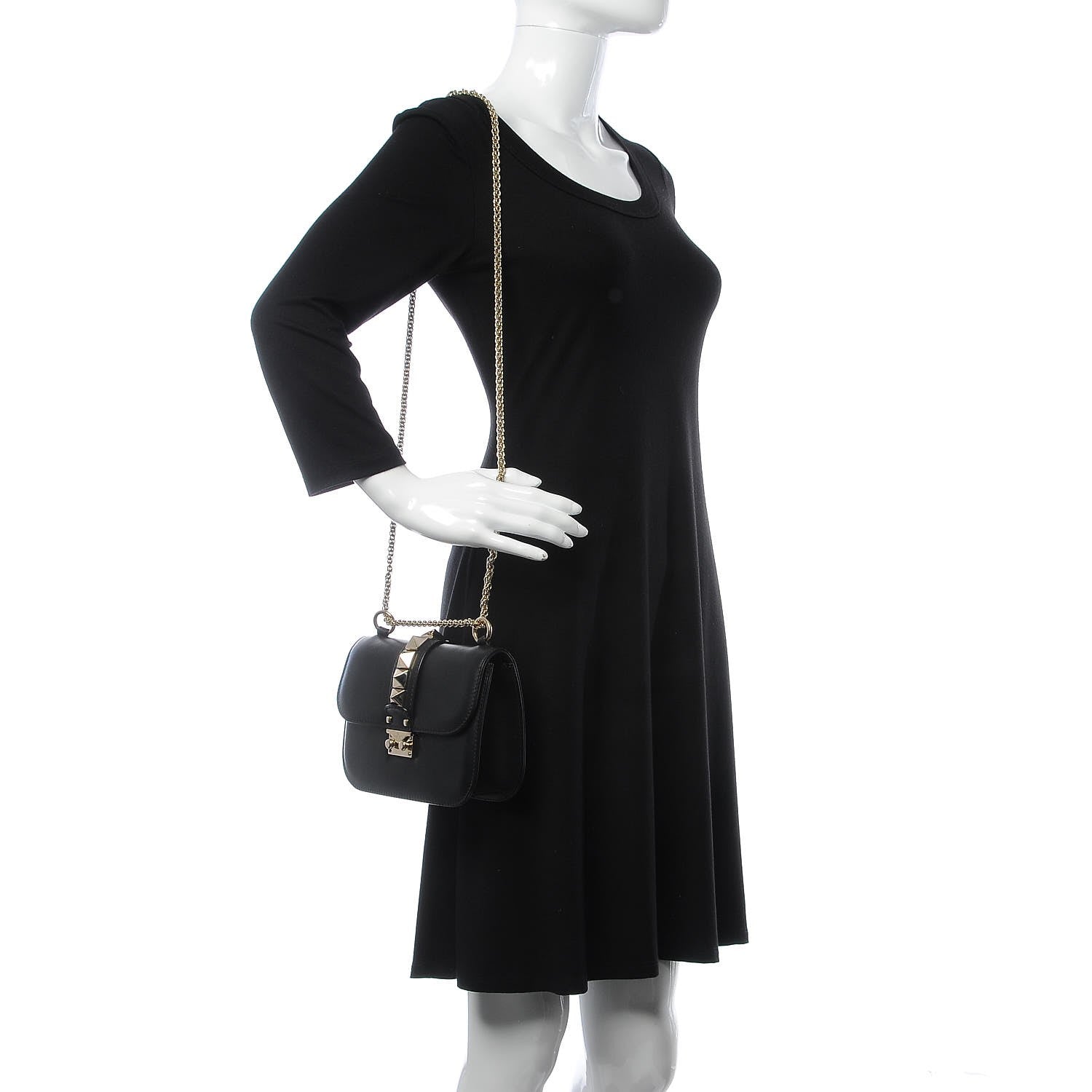 Valentino Garavani Vitello Small Glam Lock Rockstud Flap Black 2 of 8