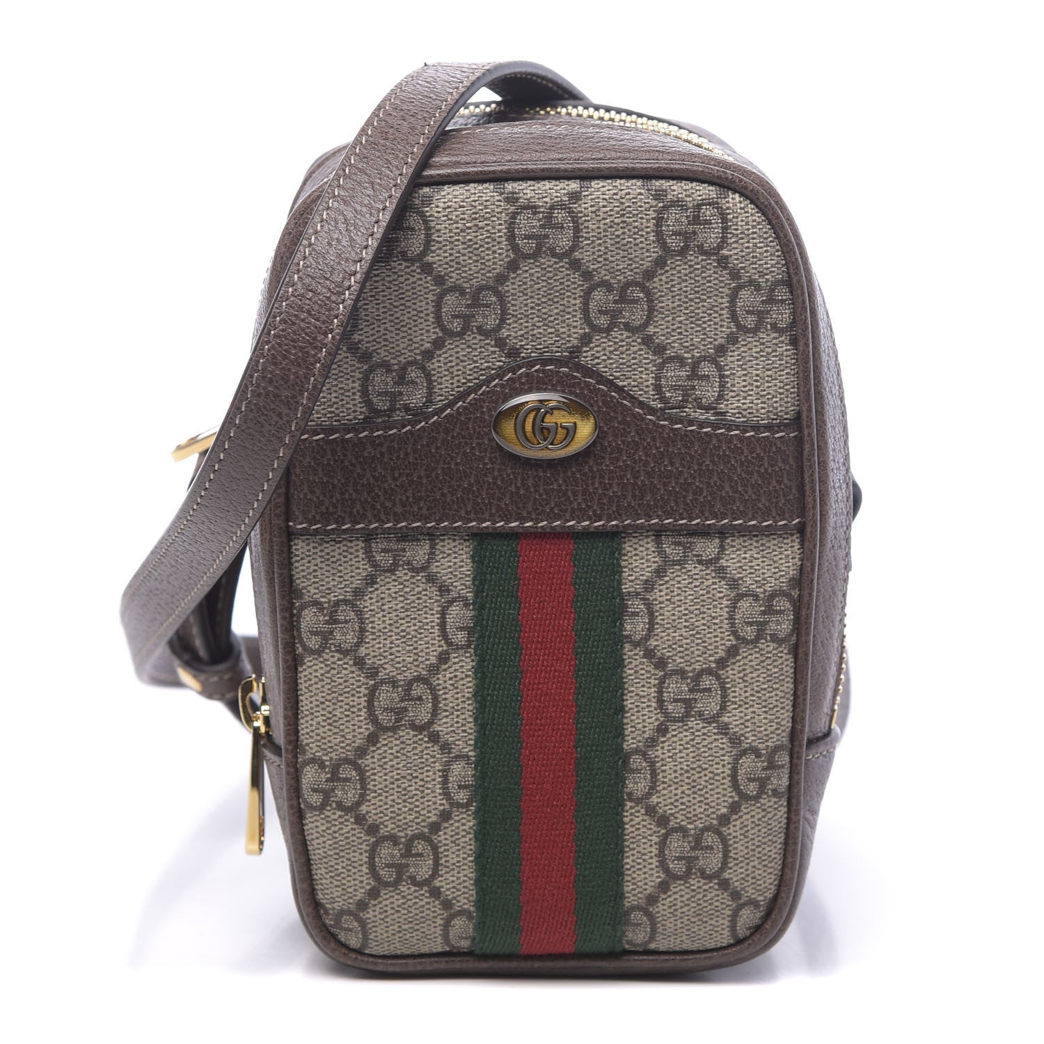 Gucci GG Supreme Monogram Web Mini Ophidia Double Zip Crossbody Bag Beige New Acero 1 of 11