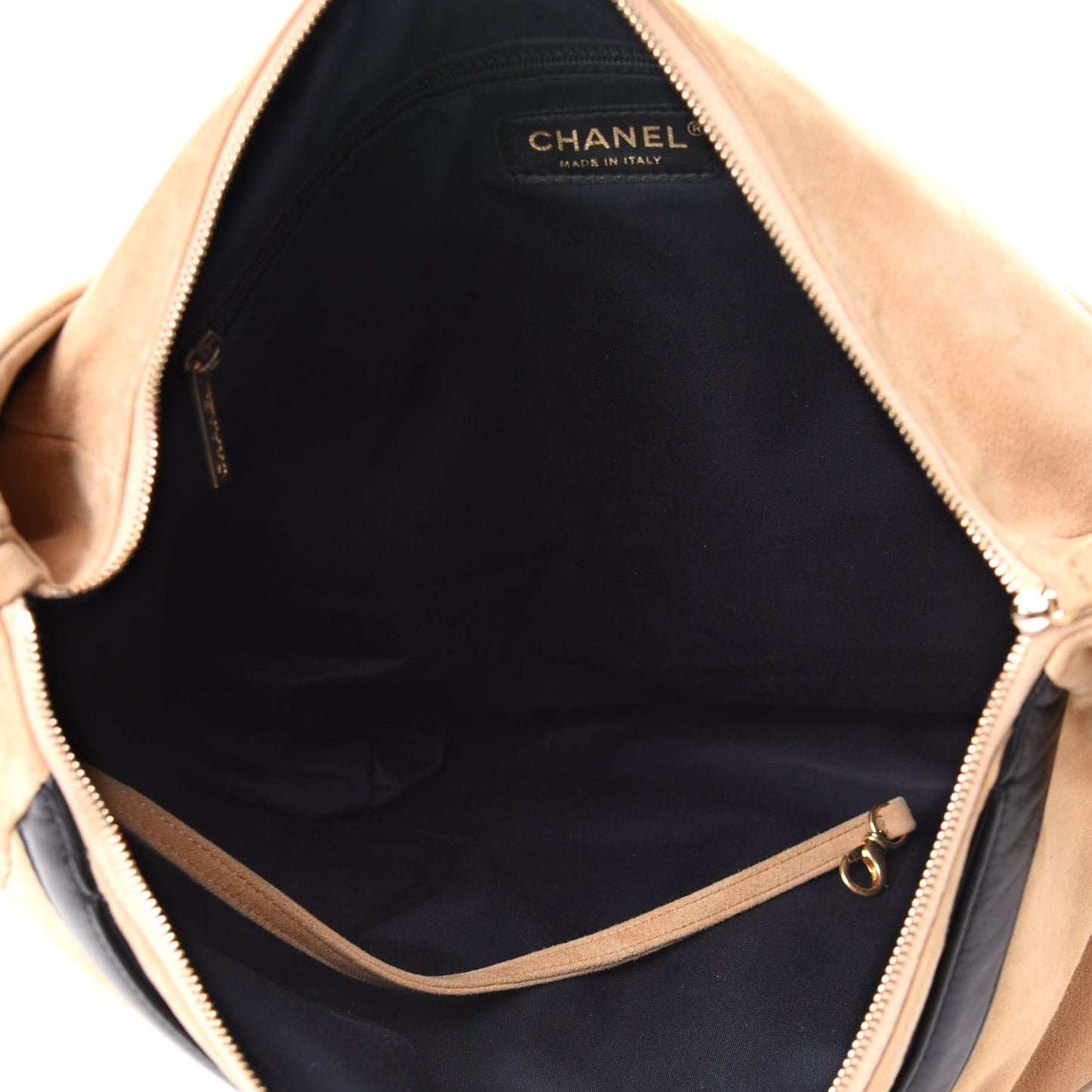 Suede Lambskin Large Girl Bag Beige Black
