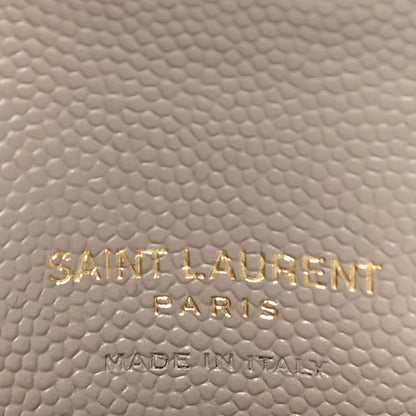 Saint Laurent Grain De Poudre Matelasse Chevron Monogram Compact Wallet Case Dark Beige 6 of 9